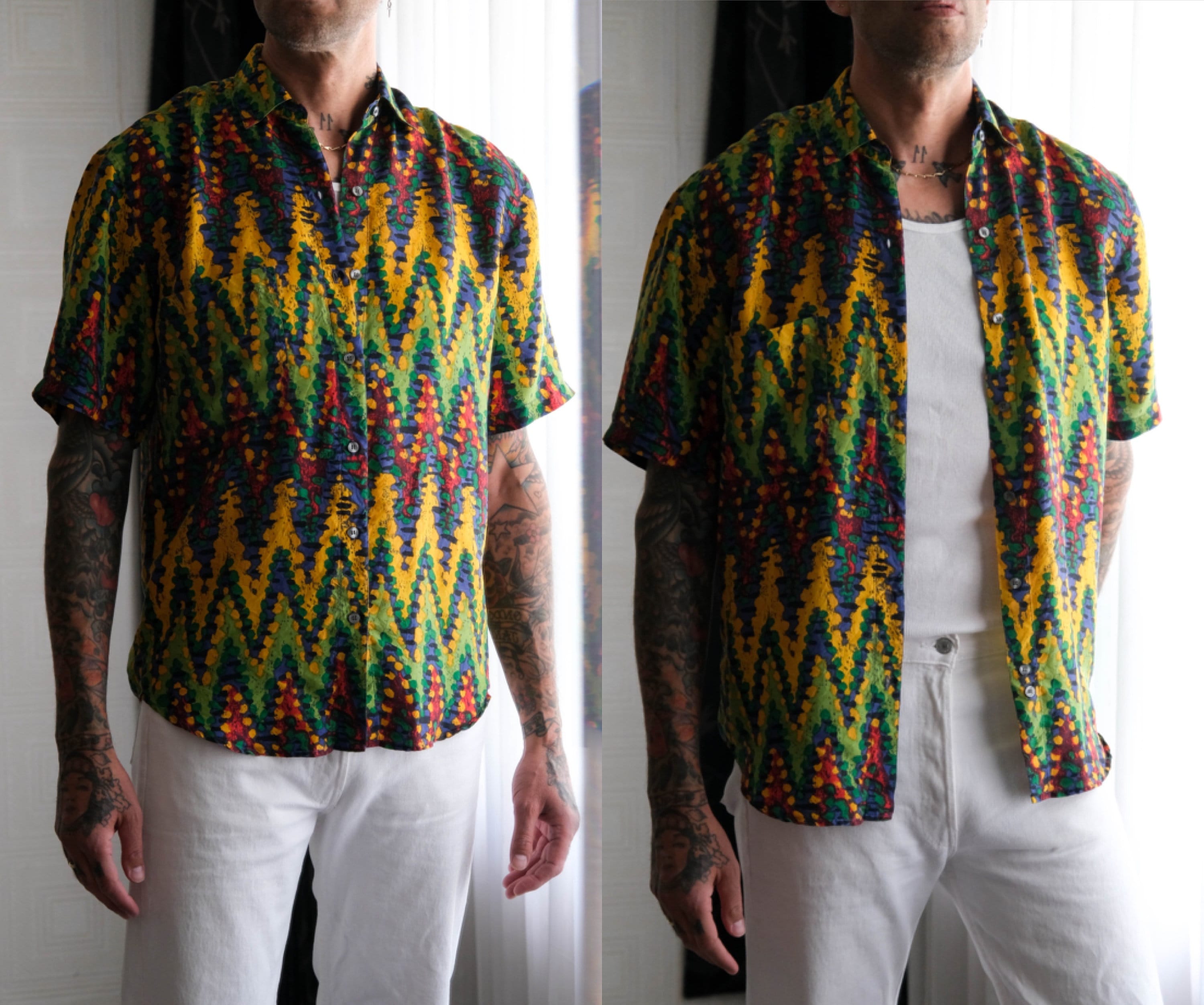 Perry Ellis Silk Shirt - Etsy