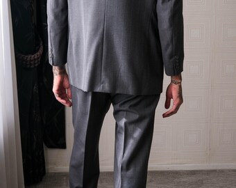 Vintage 80s Christian Dior Monsieur Charcoal Pinstripe Two Button