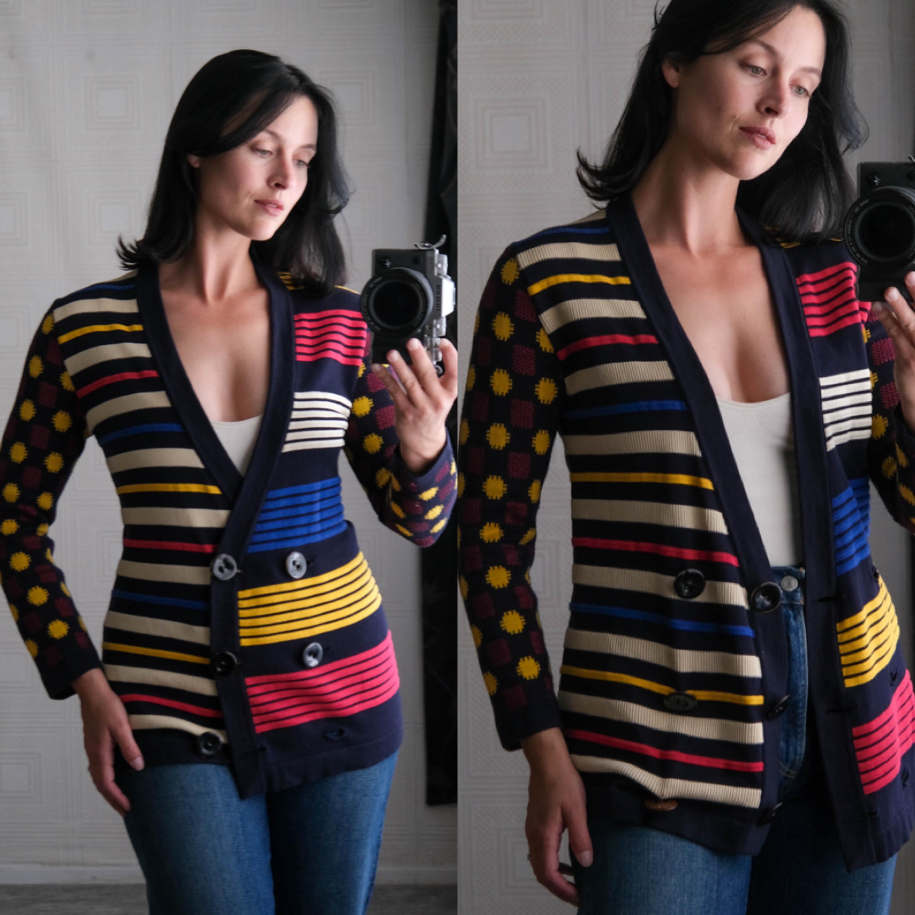 Vintage 90s CHRISTIAN LACROIX Knit Double Breasted Primary Colors
