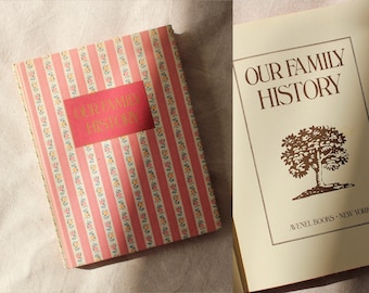 1981 Our Family History Book | Family Tree | Pink Floral Stripes | Family Journal, Family Record Keeper