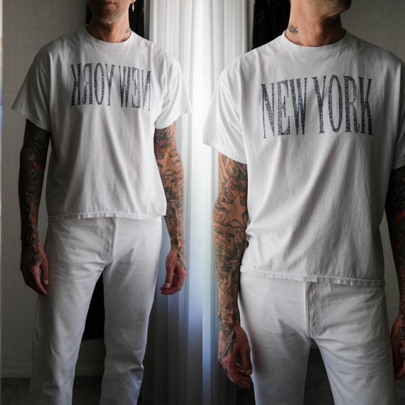 Vintage 90s New York Fruit of the Loom Boxy Fit Distressed