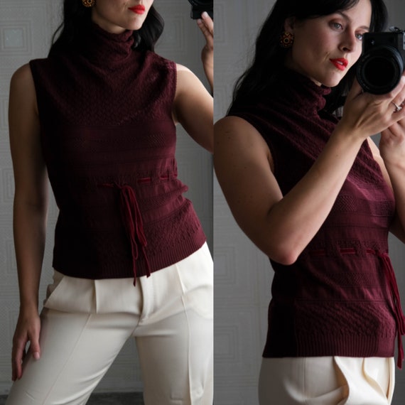 Vintage VALENTINO Merlot Knit Turtleneck Sweater … - image 1