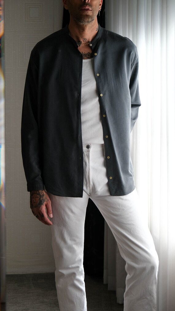 Vintage 80s Giorgio Armani Le Collezioni Cerulean Black Gray