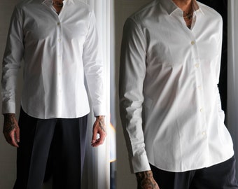 SAINT LAURENT White Poplin Cotton Dress Shirt Unworn w/ Tags | Made in Italy | 100% Cotton | Size 38 | French Luxury Designer Mens Shirt