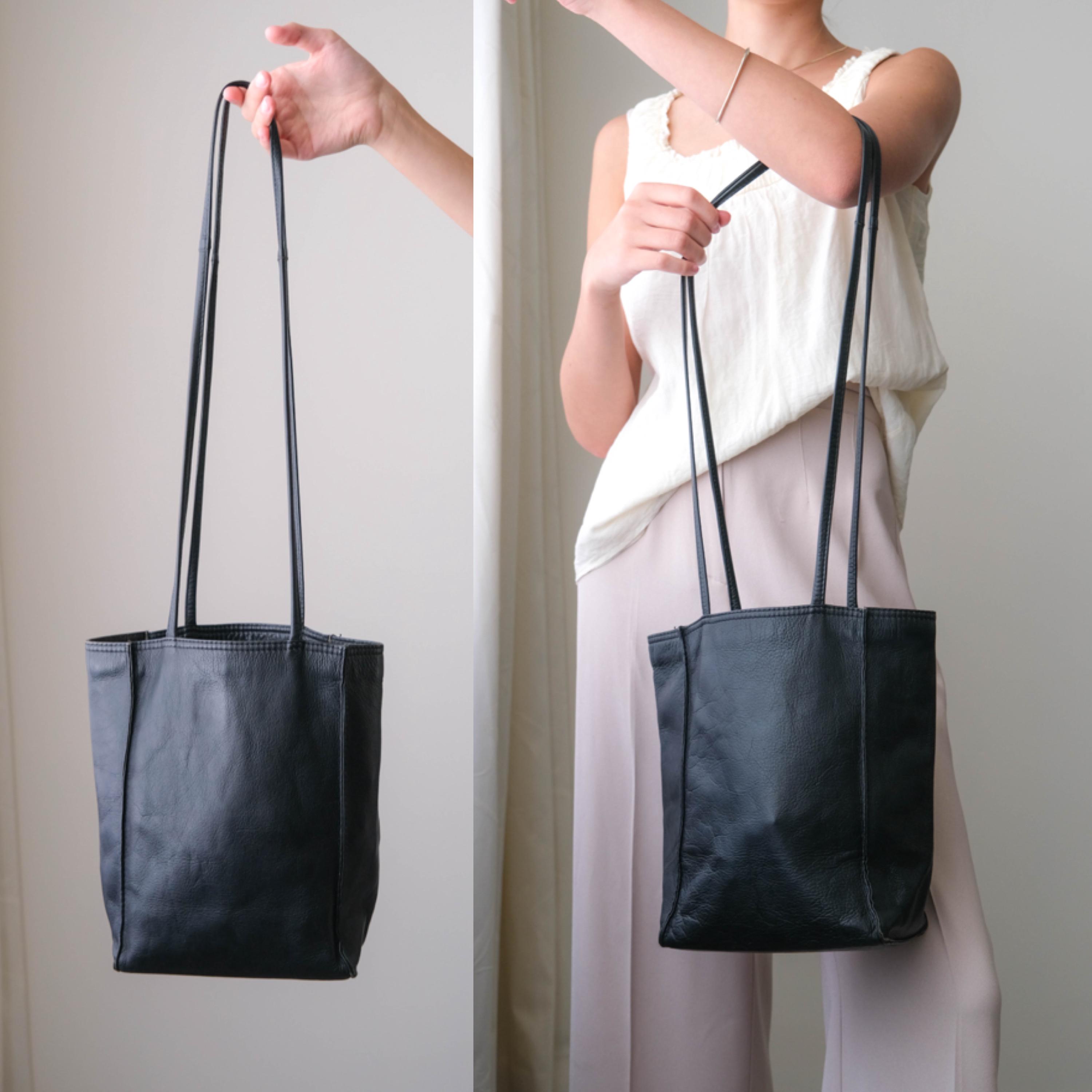 90s Leather Tote Bag - Etsy
