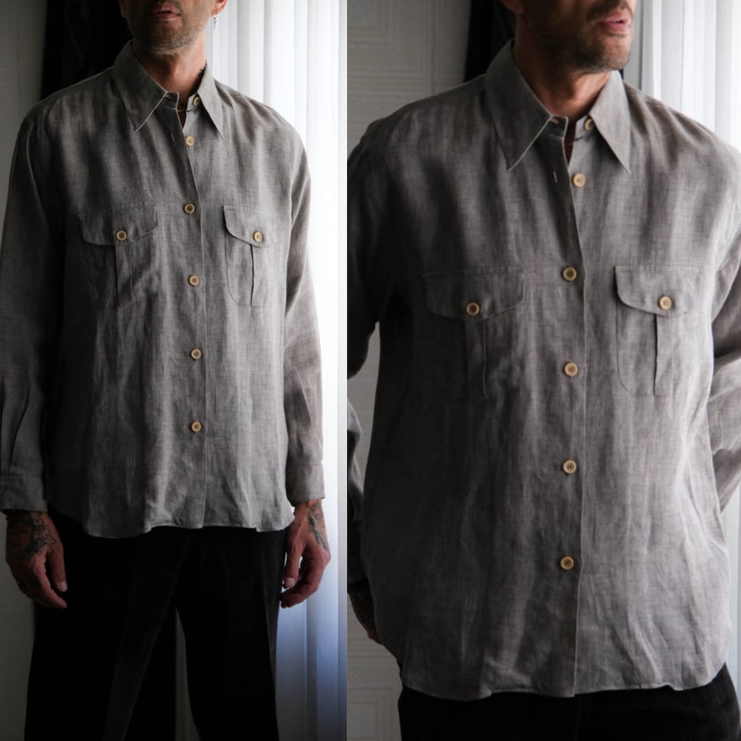 Vintage 80s Giorgio Armani Le Collezioni Light Gray Linen Vintage 80s Giorgio Armani Le Collezioni Light Gray Linen