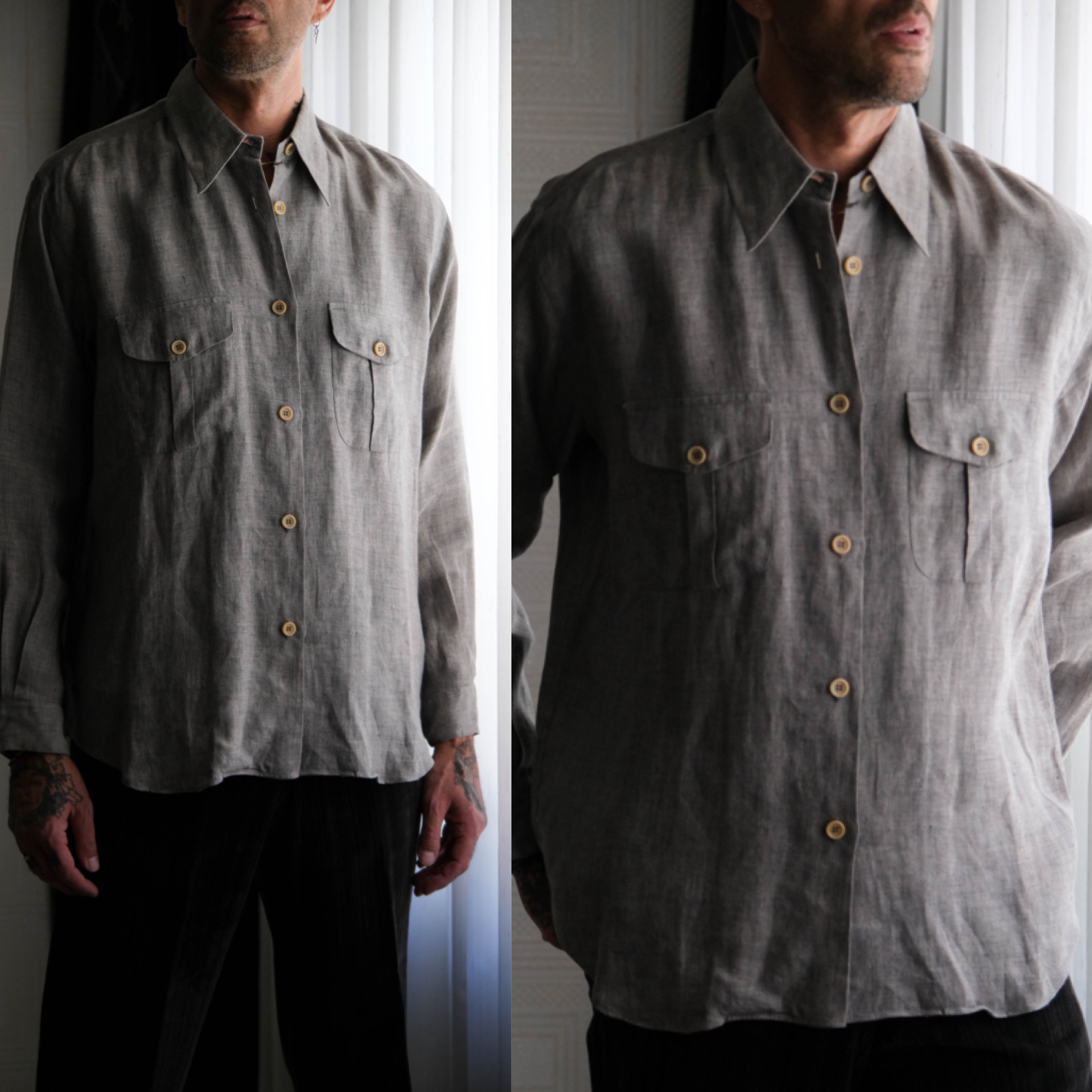 Vintage 80s Giorgio Armani Le Collezioni Light Gray Linen Vintage 80s Giorgio Armani Le Collezioni Light Gray Linen