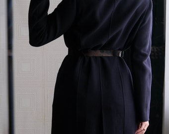 Vintage DONNA KARAN Black Label Navy Wool Stretch Longline