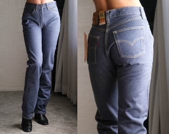 Vintage 90s LEVIS Medium Stone Indigo Wash 501 High Waisted Jeans Unworn New w/ Tags | Size 28x34 | DEADSTOCK | 1990s Levis Unisex Denim