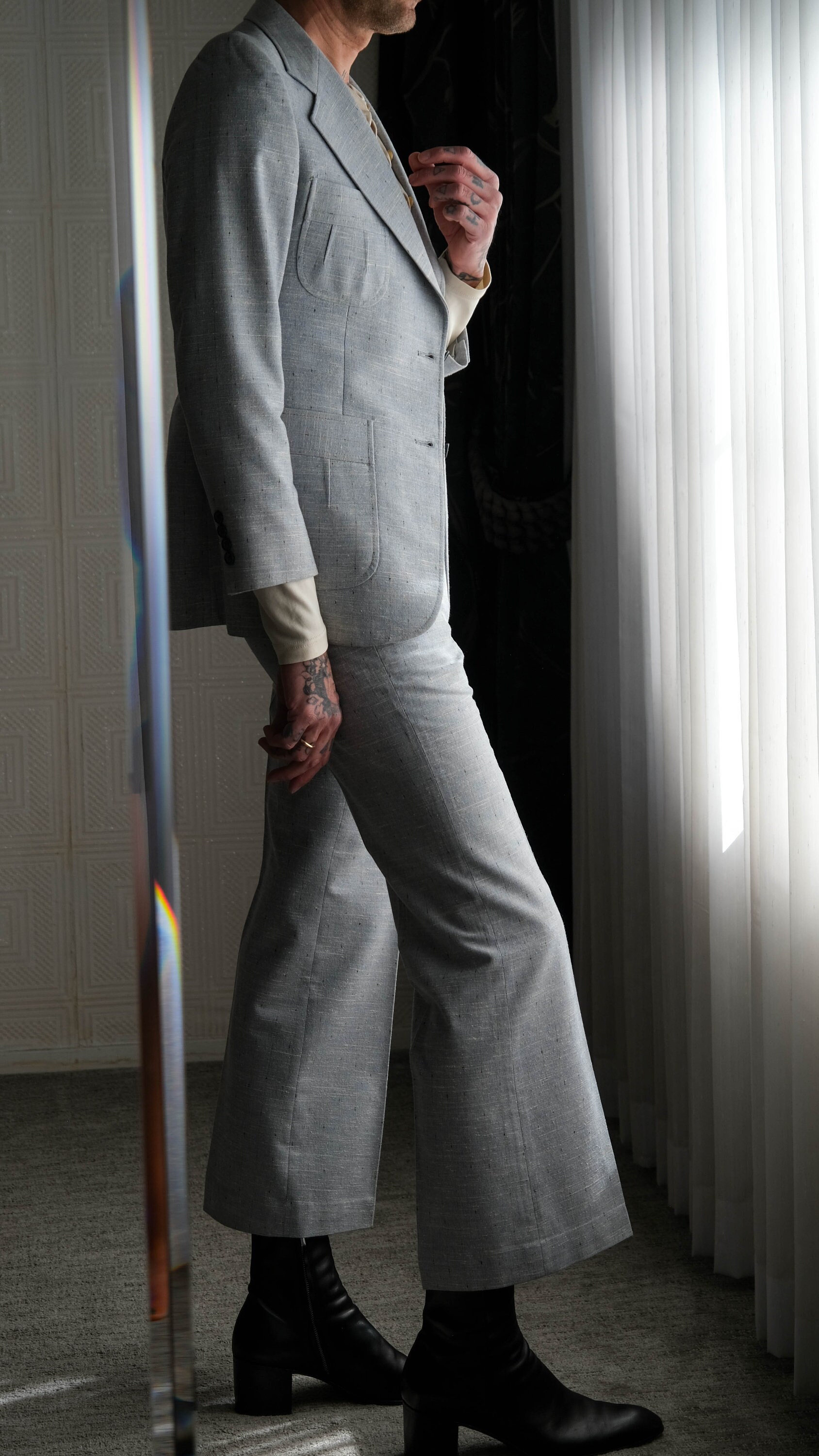 Vintage 70s PIERRE CARDIN BOUTIQUE Blue Chambray Flecked