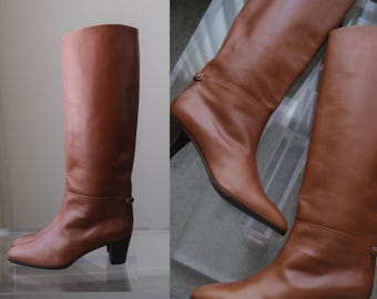 Vintage 70s 80s Marmolada Italian Leather Riding Boots | SZ 38.5 | Made in ITALY | Model 1225 Tan Cognac Calfskin Knee High Equestrian Boots