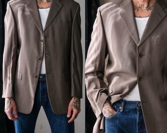 Vintage 90s SANYO Tokyo New York Olive Green Minimalist Mac Trench