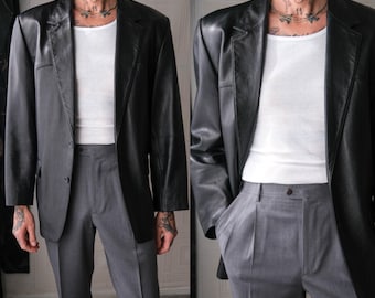 Vintage 90s BC ETHIC Black Leather Cowhide Relaxed Jacket W