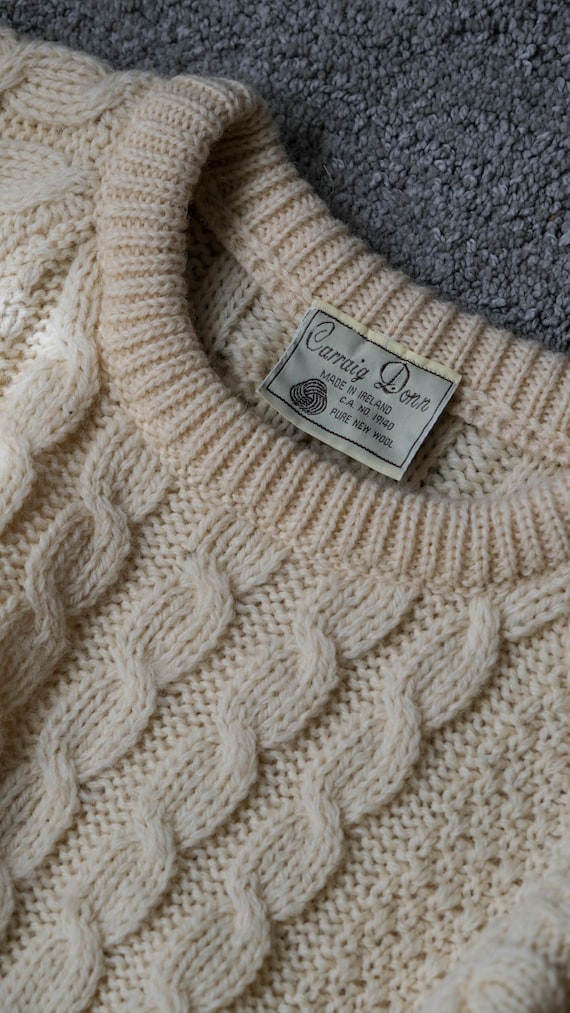 Vintage 70s CARRAIG DONN Fisherman Ivory Hand Knit Chunky  display picture 2