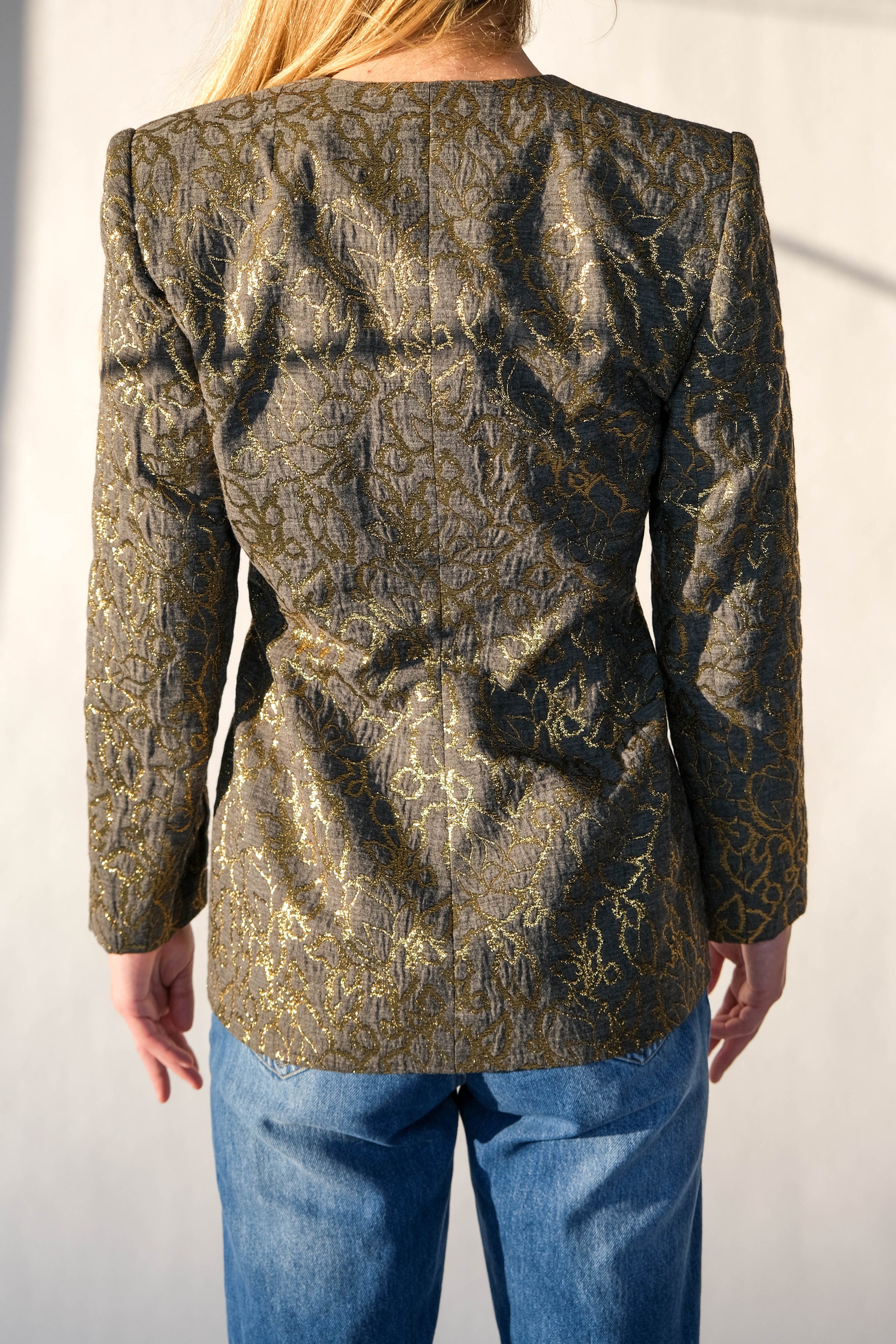 Vintage 80s Givenchy Gray & Metallic Gold Floral Brocade Vintage 80s Givenchy Gray & Metallic Gold Floral Brocade