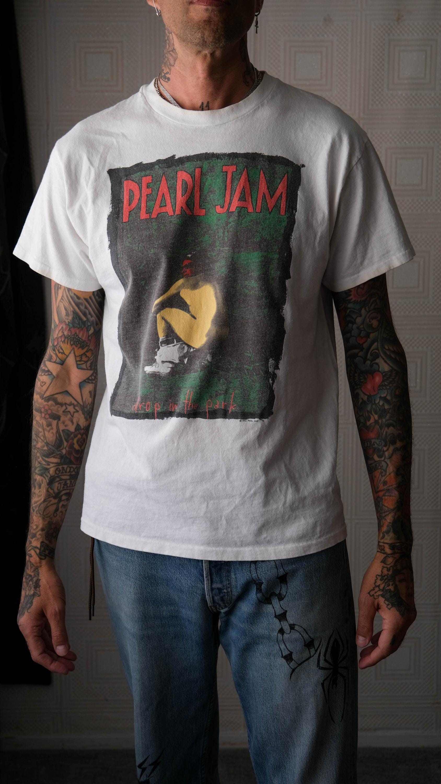 90s PEARL JAM drop in the park Tシャツ usa製 Vintage 90s PEARL JAM 1992 Drop in the Park Single Stitch