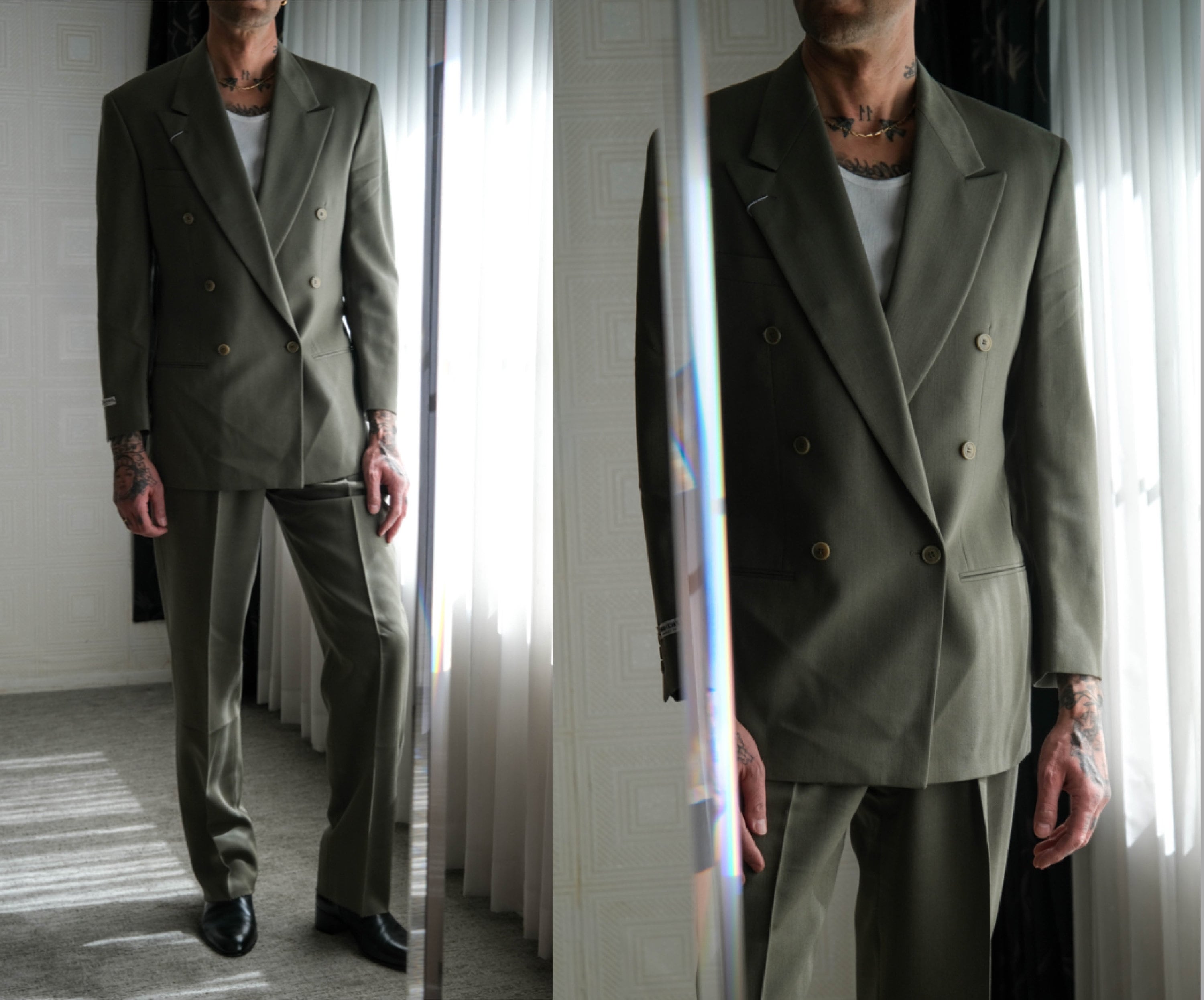 Vintage 90s Giorgio Armani Le Collezioni Sage Double Breasted Suit