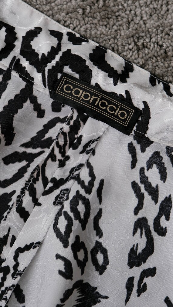 80s Capriccio Black & White Leopard Print Ruffled… - image 9