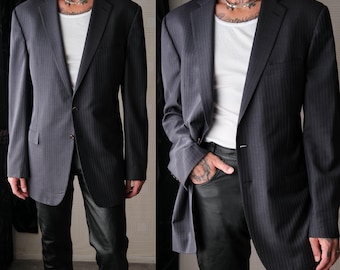 Vintage 90s BRIONI for Wilkes Bashford Navy Shadow Striped Three