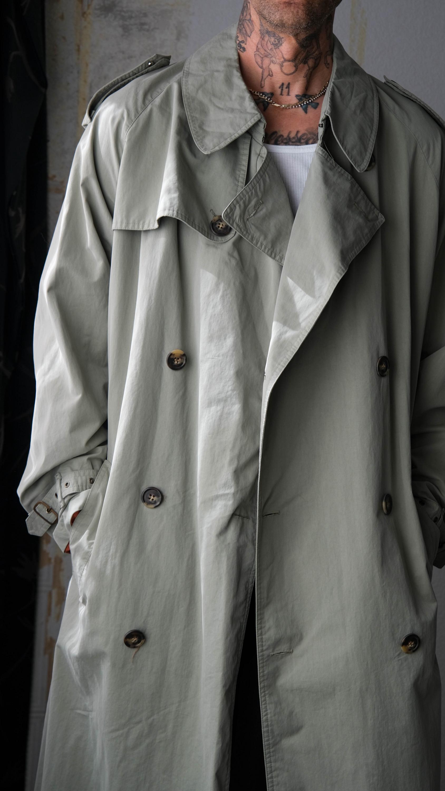 Vintage 90s DRIZZLE Light Sage Double Breasted Belted Unstructured