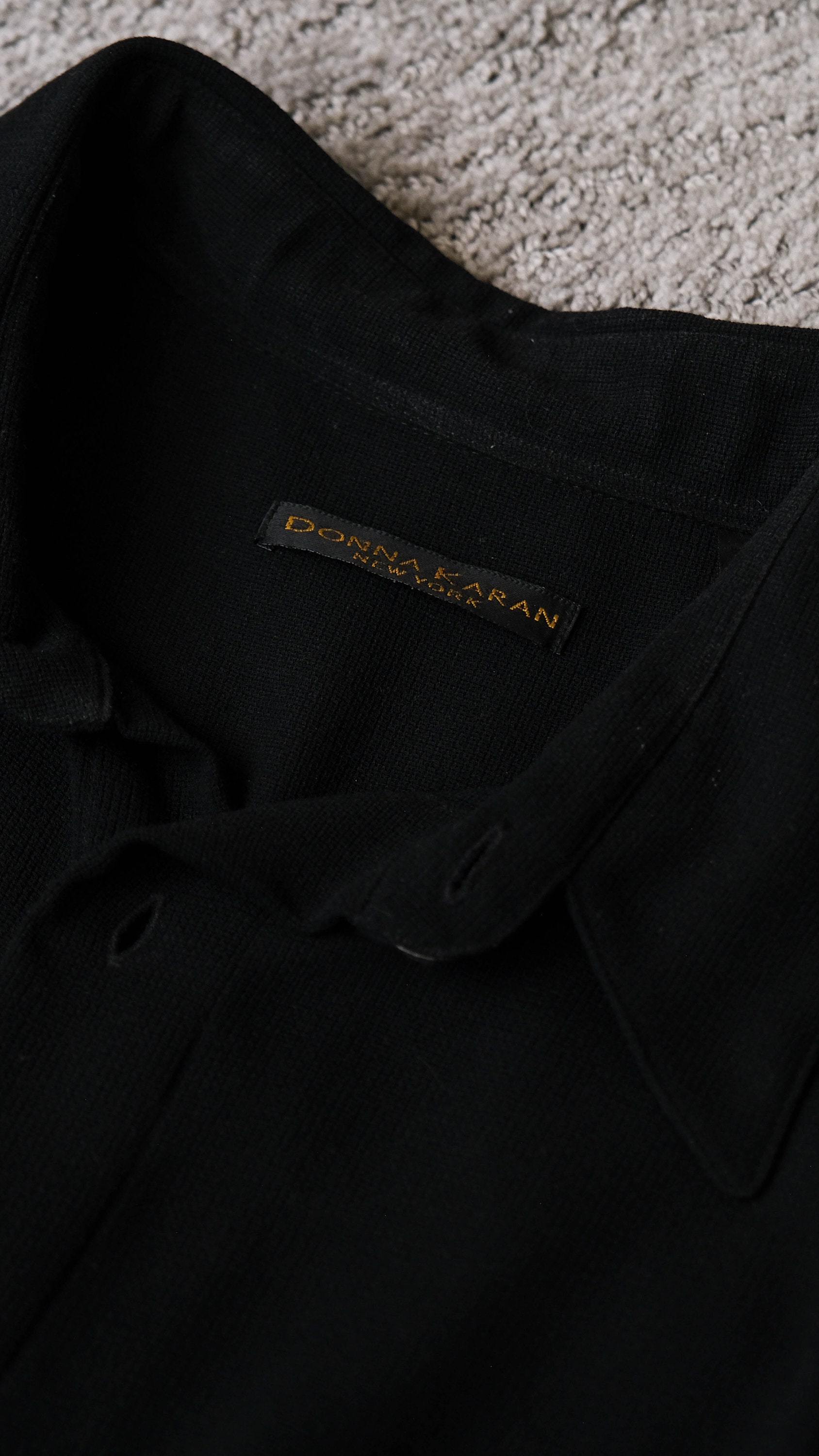 Vintage 90s DONNA KARAN Black Label Black Sheer Crepe Mens