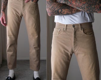 Vintage 90s LEVIS 501 Original Tan Wash Button Fly Straight Leg Jeans | Size 32x30 | Made in USA | 1990s LEVIS 501 Denim Unisex Pants