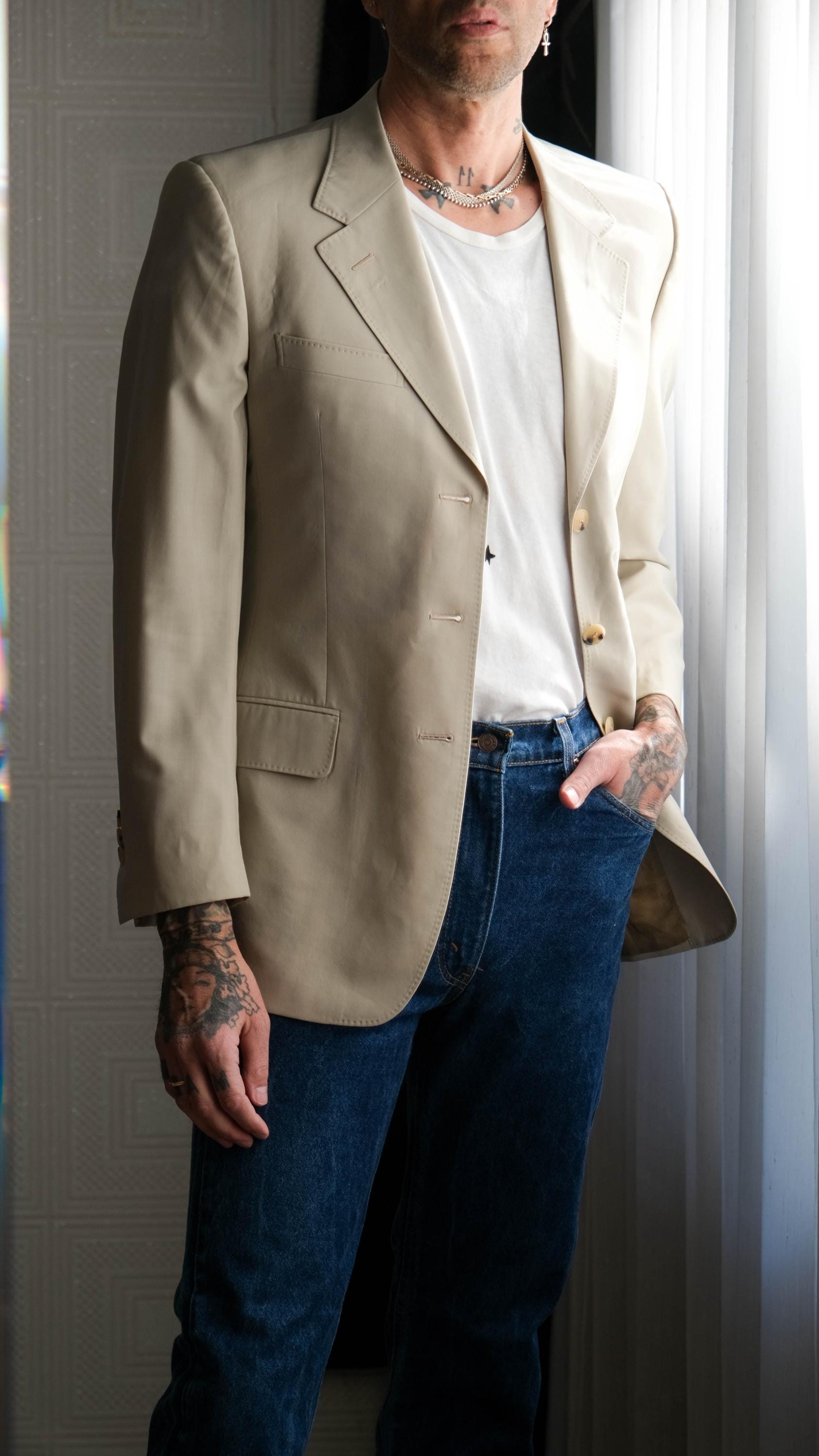 Vintage Yves Saint Laurent Rive Gauche TOM FORD Beige Three Button