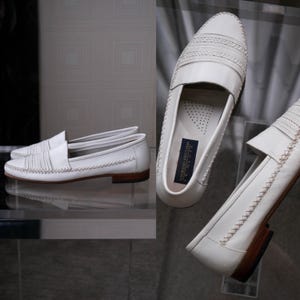 Vintage 80s GIORGIO BRUTINI White Leather Slip on Loafers | Made