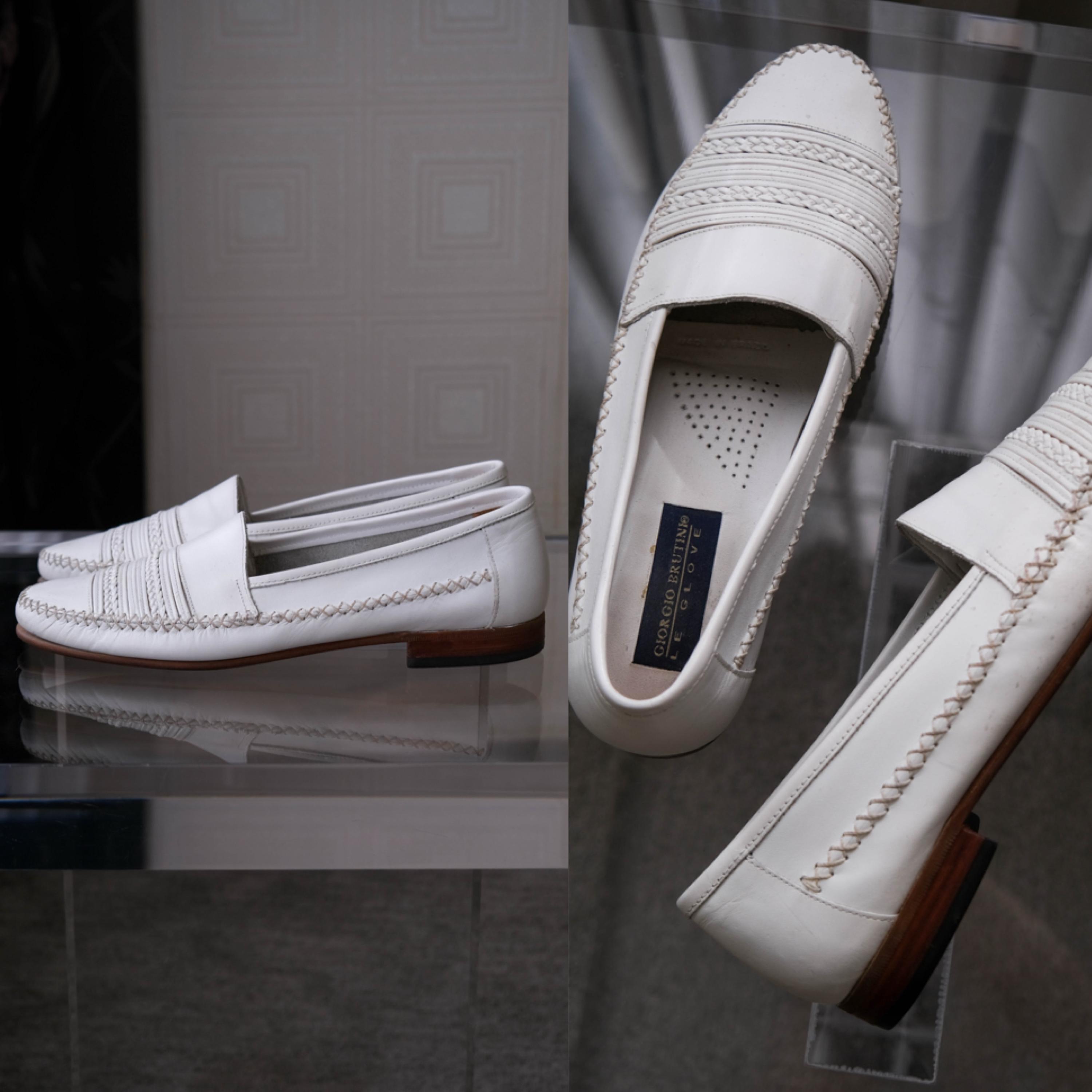 Vintage 80s GIORGIO BRUTINI White Leather Slip on Loafers | Made
