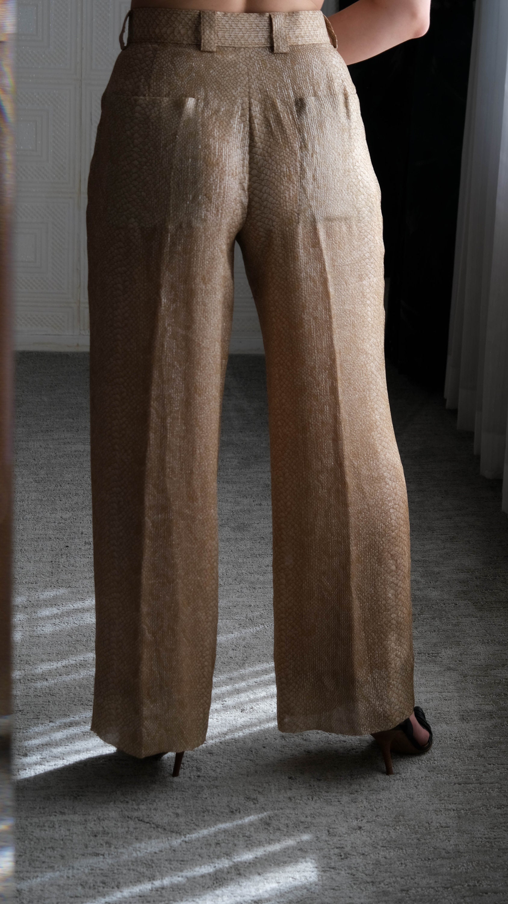 パンツ giorgio armani silk slacks beige (46) Emporio Armani Men's Pleated Wool-Blend Suit Pants | Neiman
