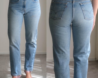 Vintage 90s LEVIS 505  Whiskered Medium Wash Regular Fit Stamp 653 Jeans | Made in USA | Size 31x30 | 1990s LEVIS Unisex Denim Pants