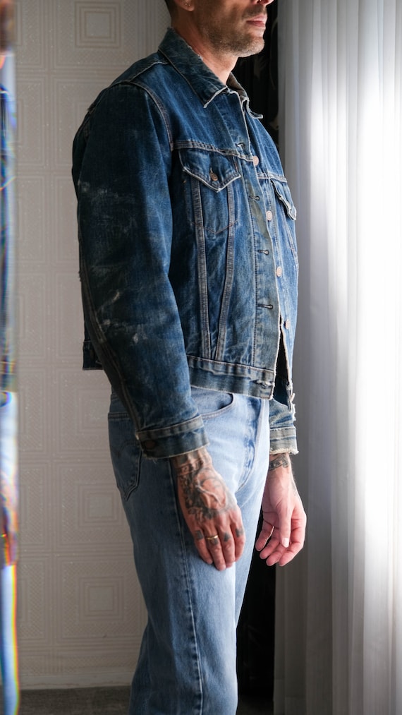 Vintage 60s LEVIS BIG E Destroyed Indigo Blanket Lined Type 3