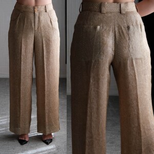 Vintage GIORGIO ARMANI Tan & Metallic Silver Pinstripe Snakeskin