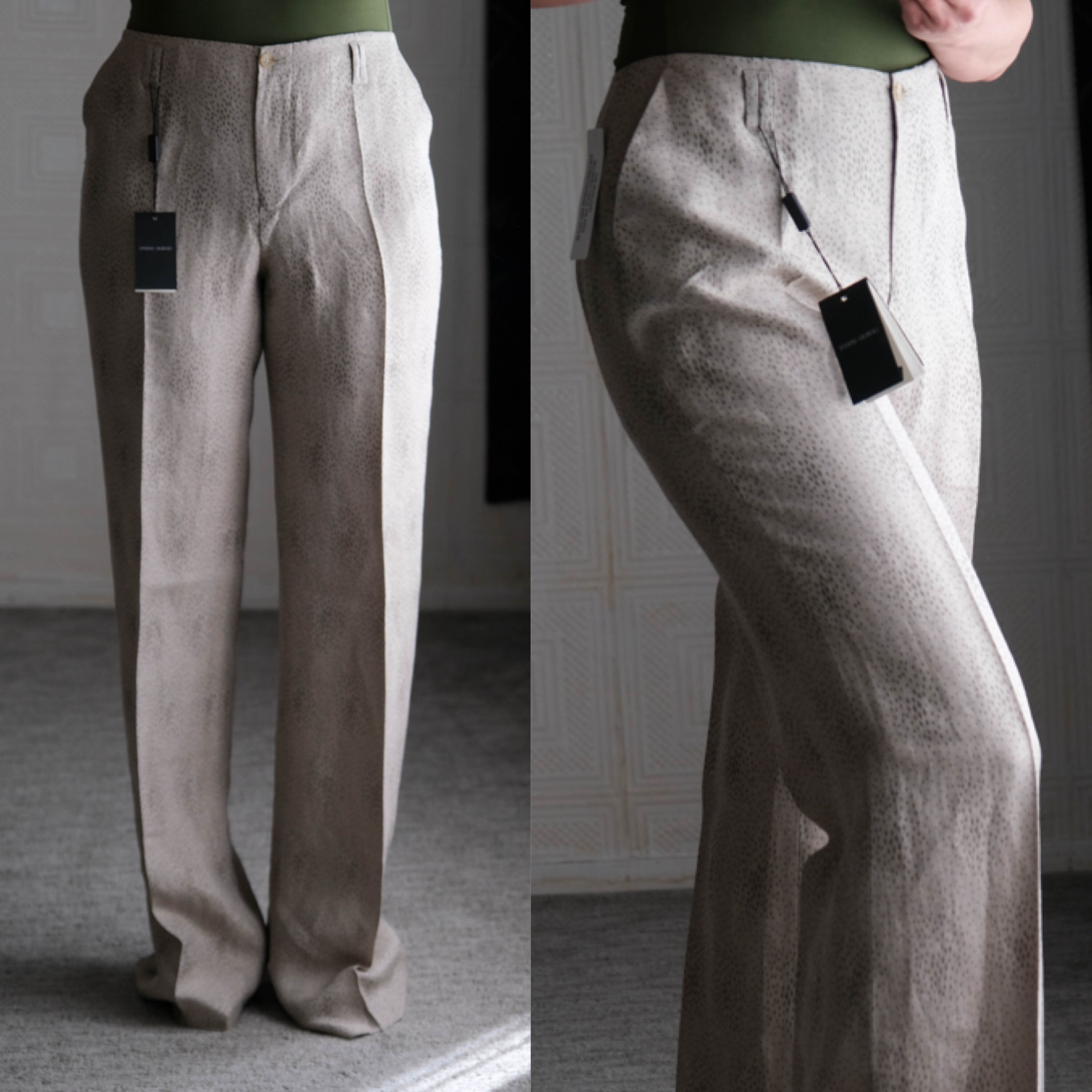 GIORGIO ARMANI Champagne Silver Diamond Jacquard Linen