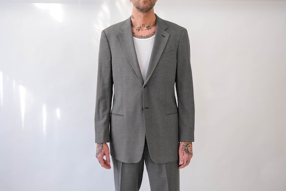 Giorgio Armani Armani Grey Plaid Woven 2 Button M Line Suit With Flat Front  Pants, $956 | Bluefly | Lookastic