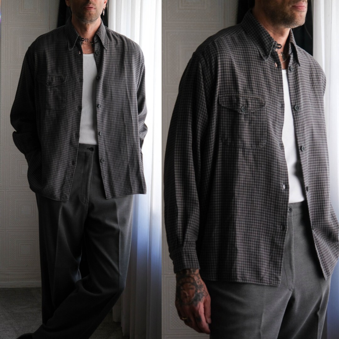 Vintage 80s GIORGIO ARMANI Le Collezioni Navy & Gray Check