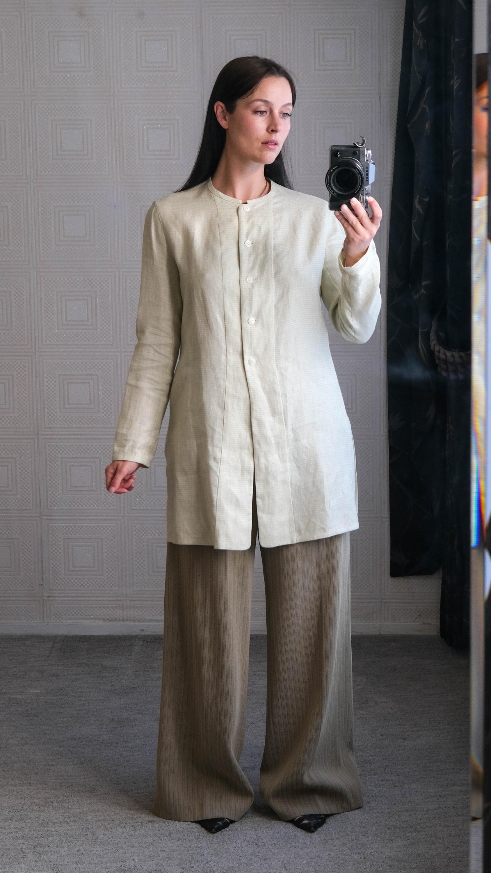 Vintage 80s GIORGIO ARMANI Le Collezioni Sea Foam Green Woven