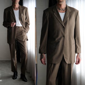 Vintage 90s DONNA KARAN Gold Label Olive Green Gabardine Three