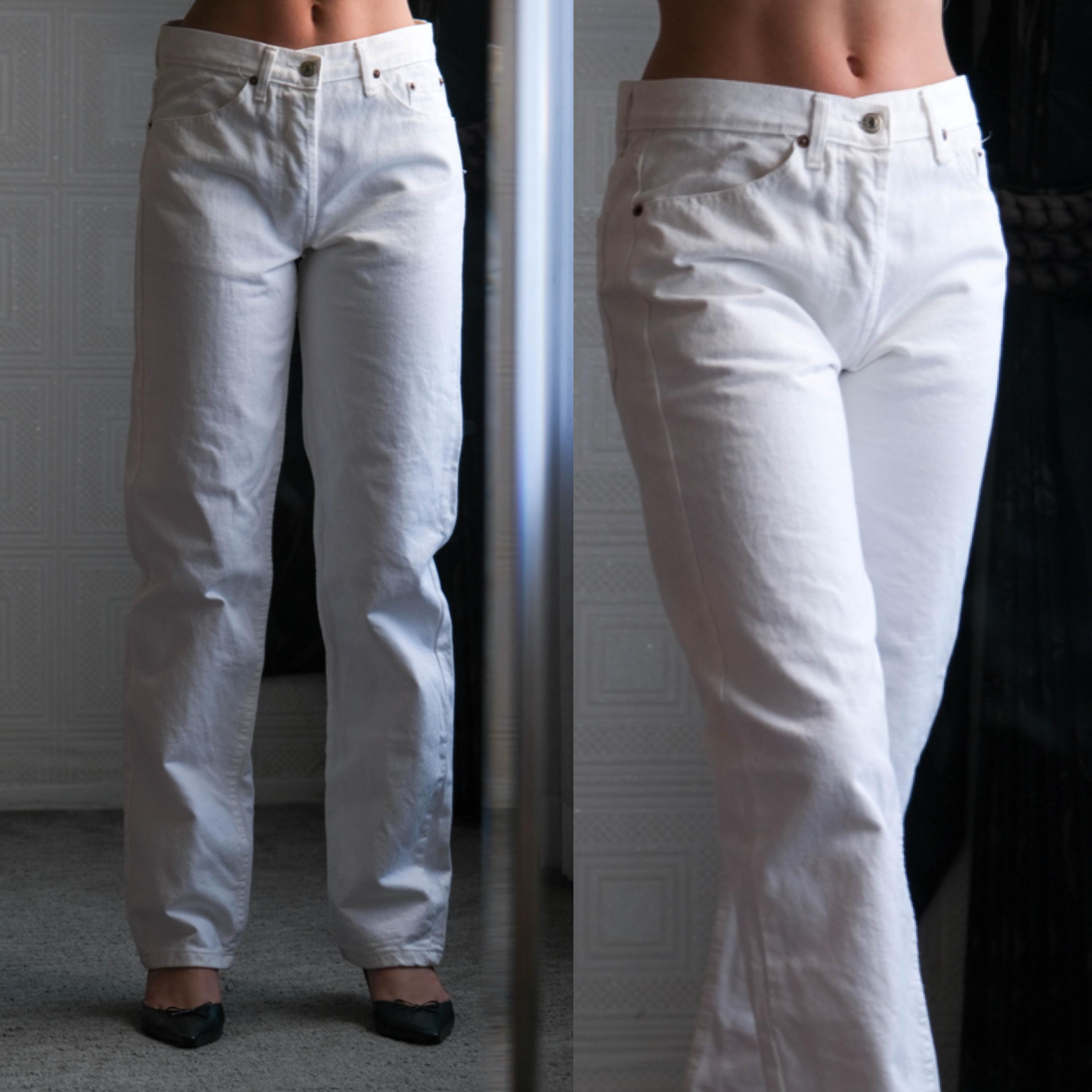 Vintage 80s LEVIS 501 Original Button Fly White Denim Jeans | Made
