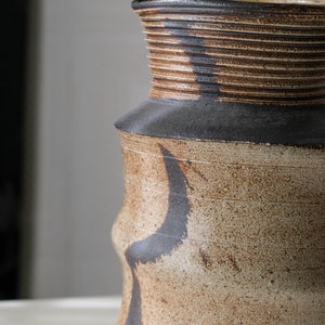 Vintage 80s Signed Hand Thrown Clay Threaded Twist Pottery Folk Art, Rustic, Coffee Table, Boho Decor 1980s Artist Glazed Earthtone Vase image 6