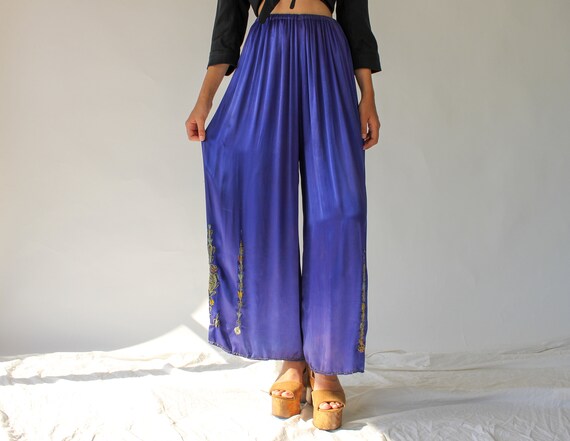 Vintage 20s 30s Silk Satin Lounge Trousers | Palaz