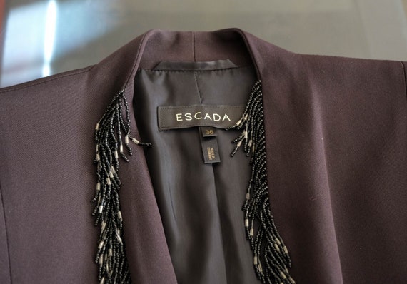 Vintage Y2K ESCADA Black Silk Evening Blazer w/ B… - image 6