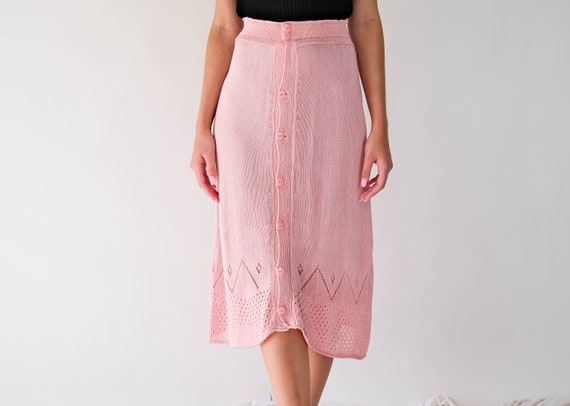 Vintage 70s Does 40s Soft Pink High Waisted Diamo… - image 3