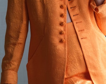 【オシャレ☆Christian Dior】オレンジスカート　金具つき　サイズL Vintage 80s Christian Dior Sherbet Orange Floral Brocade