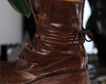 Vintage 90s Jean Paul Gaultier 1998 Brown Leather Wrapped Chunky