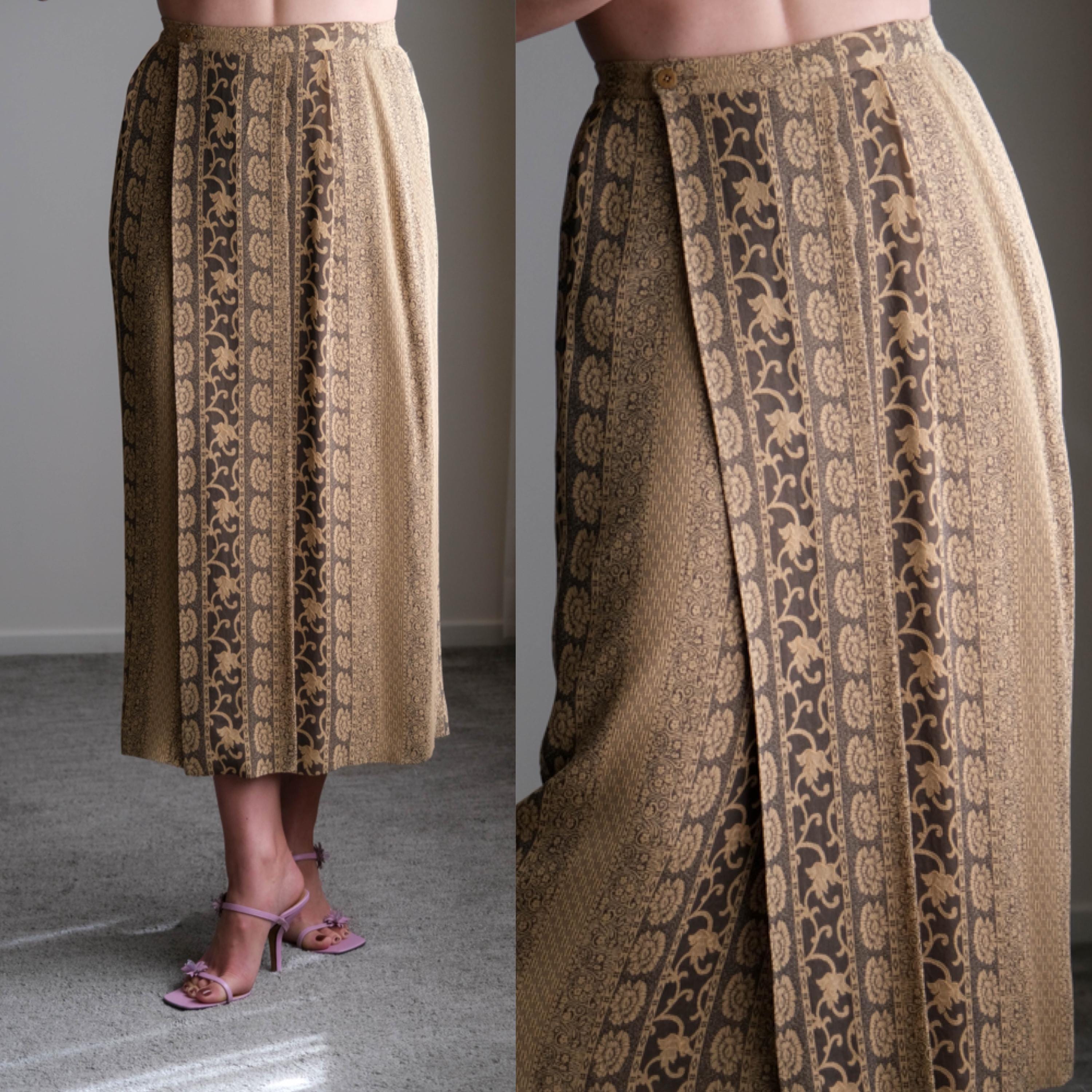 月末特価【レア】80s ビンテージ GIORGIO ARMANI アーカイブ Vintage 80s GIORGIO ARMANI Baroque Floral Wrap Waist Longline