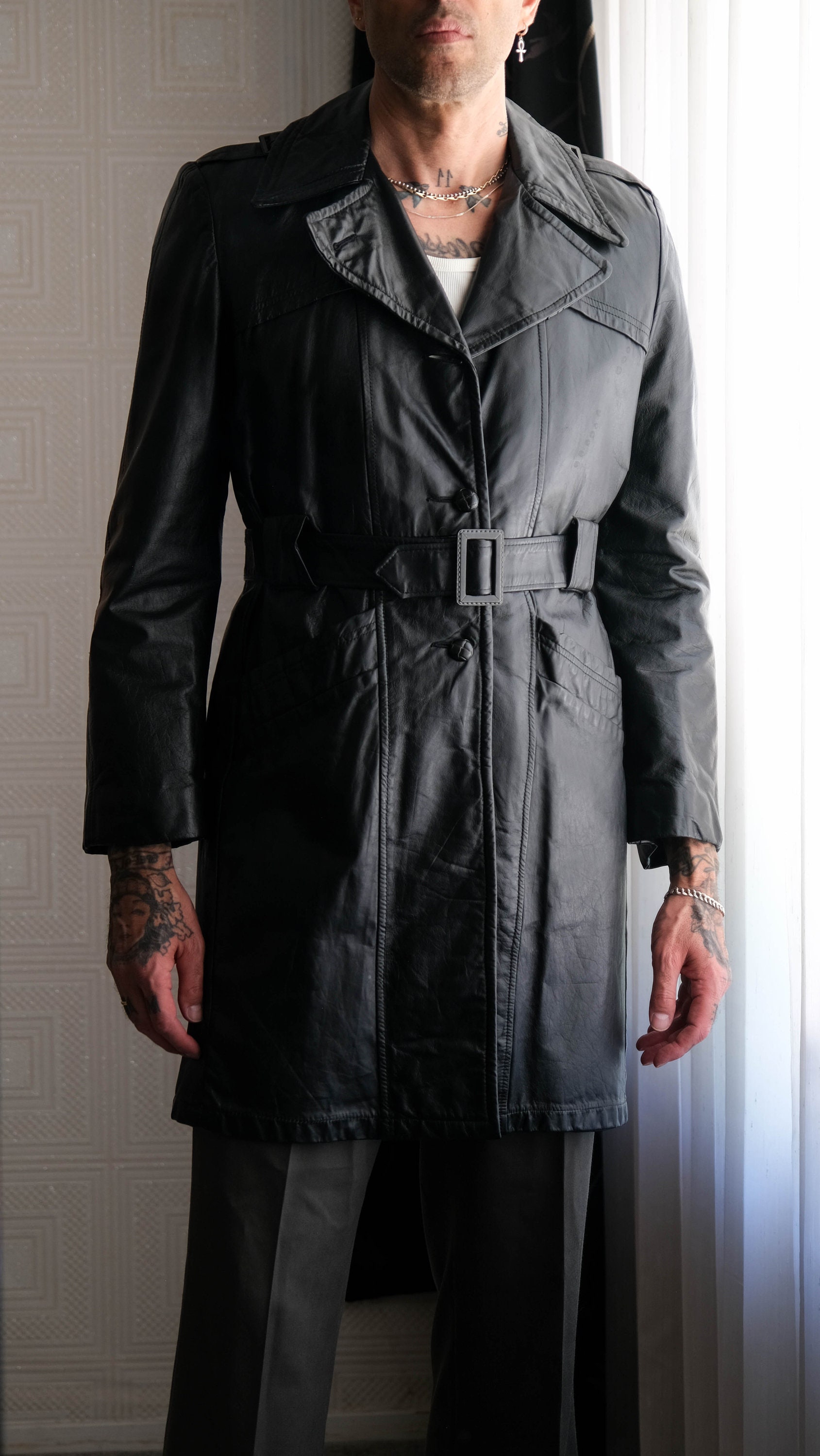 00’s archive MASCULO leather coat ダッフル 00's archive MASCULO leather coat ダッフル Double Breasted Leather