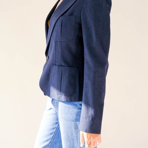 Vintage Ralph Lauren Blue Label Navy Silk 1940s Style Cropped Blazer Unworn w/ Tags Made in Japan 100% Silk Y2K RRL Designer Jacket image 8