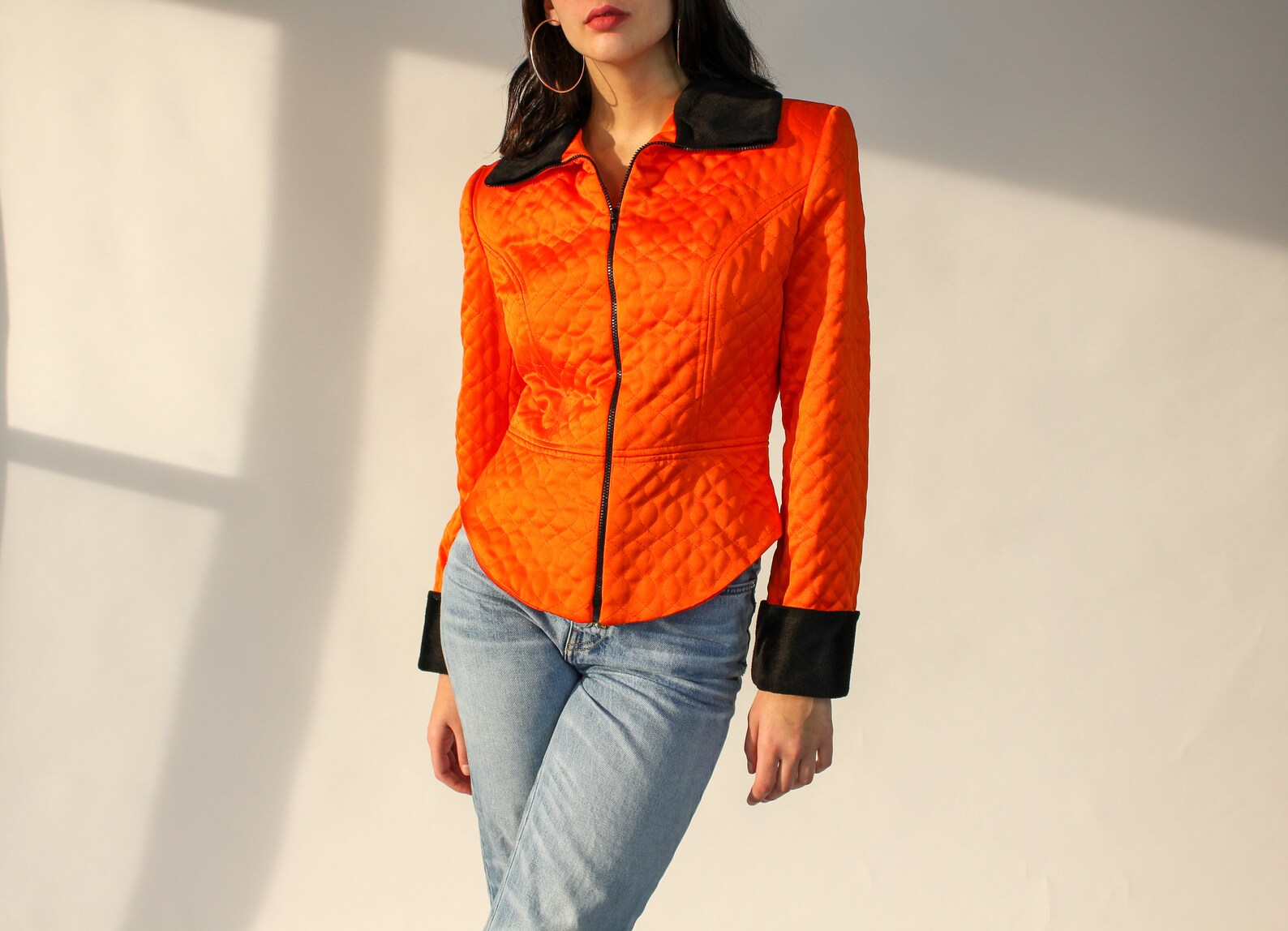 90s Neon Orange Quilted Jacket Taiga Paris Rave Jacket Etsy Australia