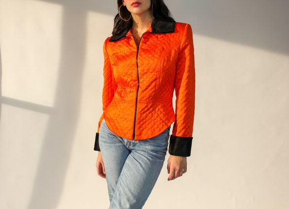 90s Neon Orange Quilted Jacket | Taiga Paris | rav